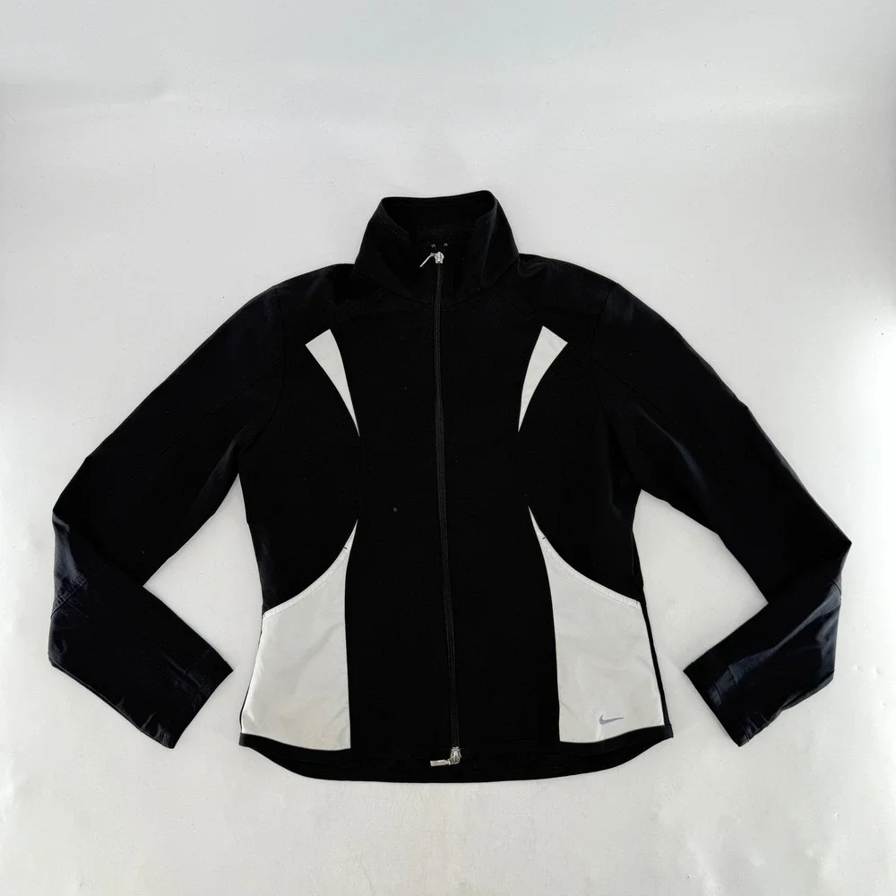 Nike Kids Girls M 8-10 Black White Athletic‎ Track Jacket Full Zip